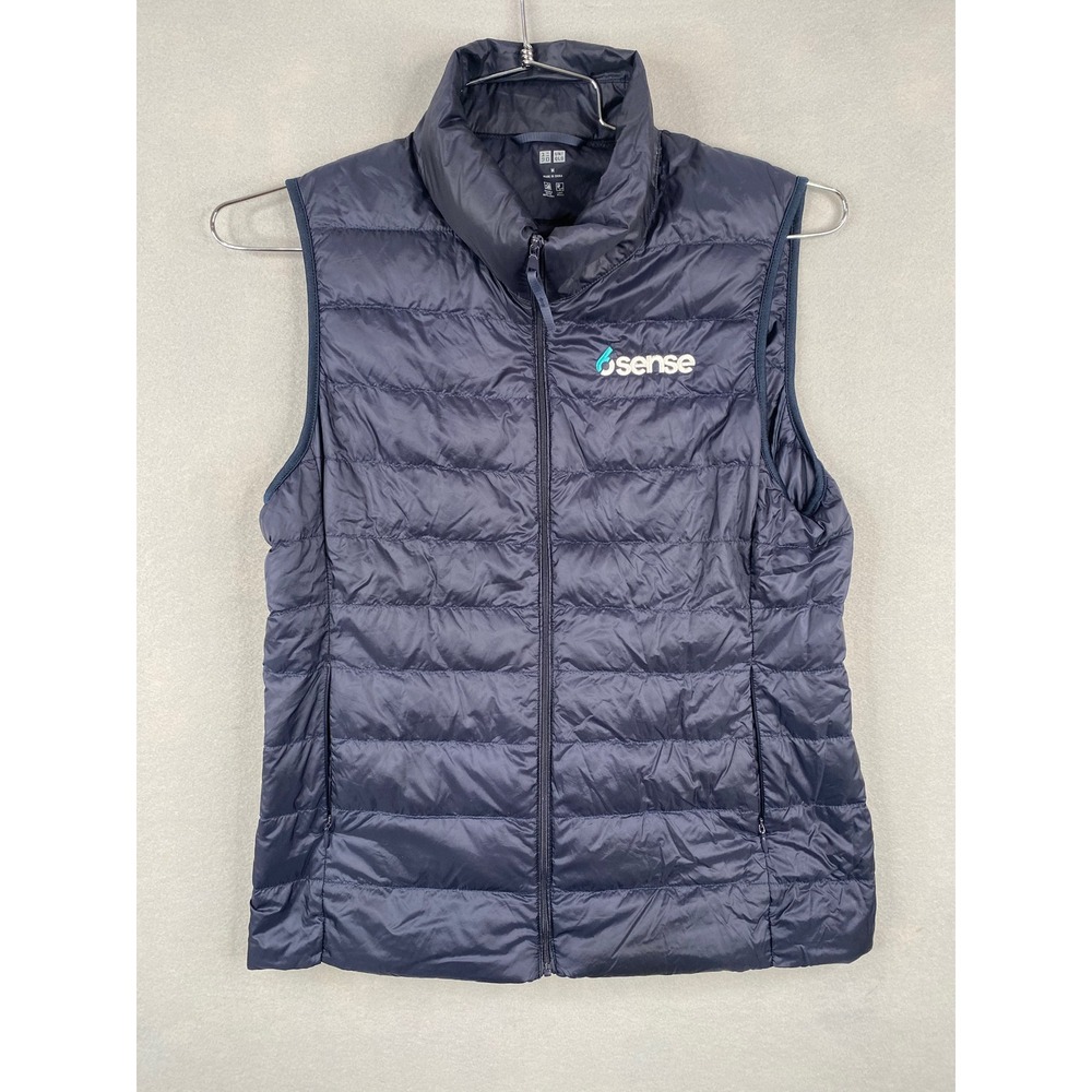 Uniqlo Ultra Light Down Vest Navy Blue 6sense Logo Puffer Mens Medium